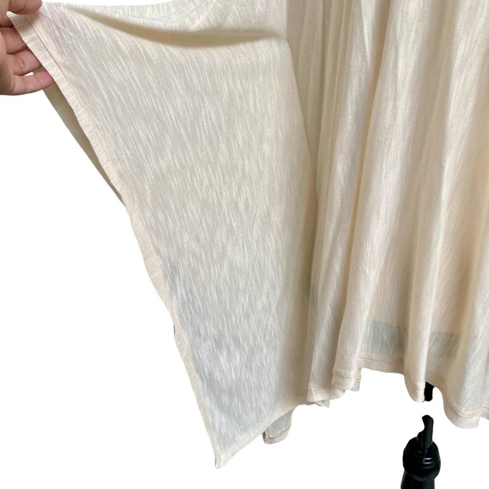 Alberto Makali Beaded Neck Poncho Blouse Ivory Rayon Draped Tunic Top S - Picture 11 of 13